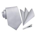 [HISDERN] белый галстук свадьба мужской формальный бренд галстук pocket square 3 позиций комплект одноцветный подарок высококлассный box имеется biji