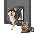 Enjoying 網戸 ペットドア、網戸 犬猫 出入口 28.5x36.5 cm、自由に出入、出入り口のマグネット自動閉じるできる、ロッキングできるペ