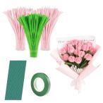 seimeinoki рукоделие молдинг розовый цвет *200шт.@+ зеленый цвет *100шт.@ искусственный цветок тюльпан букет ручная работа комплект . цветок mo- искусственная приманка to тросик искусство рукоделие 