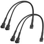 upHere PWMファン用延長電源ケーブル 2分岐ケーブル1本3ピンと1本4ピンファン対応 PCケースファン増設用 Y字型 2本【FH2-2】