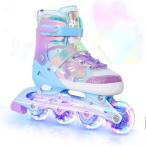 Nattork роликовые коньки детский ролик skate настройка возможность Kids люминесценция выносливость тихий звук начинающий предназначенный мужчина женщина совместного пользования Kids детский Junior, S[