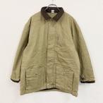 ショッピング古着 古着 used　〜90s　ハンティングジャケット　ダックジャケット　レザーカラー　ヴィンテージ　ベージュ　Lサイズ