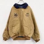 ショッピング古着 古着 used　80s　Holloway　ホロウェイ　フルジップダックジャケット　企業ロゴ　ヴィンテージ　キャメル　Lサイズ