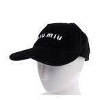 ミュウミュウ ロゴ エンブロイダリー キャップ 5HC179 レディース ブラック MIUMIU 中古 【アパレル・小物】