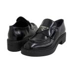 プラダ チョコレート ブラッシュドレザー ローファー 1D246M レディース ブラック PRADA 中古 【アパレル・小物】