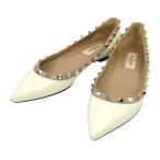ショッピングスタッズ ヴァレンティノ ロックスタッズ フラット パンプス レディース オフホワイト VALENTINO 中古 【アパレル・小物】