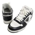 ショッピングプラダ プラダ ダウンタウン レザー スニーカー 2EE364 メンズ ホワイト ブラック PRADA 中古 【アパレル・小物】