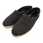  Chanel здесь Mark matelasse эспадрильи плоская обувь G32910 женский черный CHANEL б/у [ одежда * мелкие вещи ]