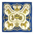  Hermes Calle 90 PAPEROLES Papp roll лошадь машина .. группа шарф унисекс голубой белый HERMES б/у [ одежда * мелкие вещи ]
