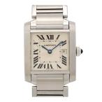 カルティエ タンク フランセーズ MM W51011Q3 クオーツ ステンレススティール メンズ ボーイズ CARTIER 中古 【時計】