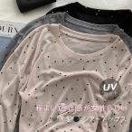 ロンT レイヤード シアー トップス tシャツ 長袖 重ね着 シアートップス 透け感 冷感 涼しい UVカット クルーネック インナー インナートップス 長袖tシャツ レ