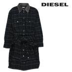 ディーゼル DIESEL 長袖フランネルシャツワンピース レディース チェック柄 襟デニム切替 膝上丈 D-JANICE-A
