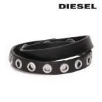 ディーゼル DIESEL レザーブレスレット レディース 牛革 本革 ロゴチャーム 二重巻き A-EYE