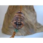 木彫り　根付ストラップ　〜恵比寿様〜　仕様：無垢／材料：柘