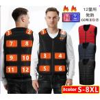 電熱ベスト 電熱服 12箇ヒーター付きベスト 防寒ウェア ヒーター内蔵 加熱ベスト ホットベスト 発熱ベスト USB加熱 モバイルバッテリー給電 速暖 防寒 保暖