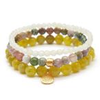 Satya Jewelry Women's Olive Jade Fancy Jasper New Jade Gold Lotus Stre