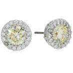 Cz By Kenneth Jay Lane Women's Round Canary Cubic Zirconia Stud Earrin