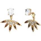 Badgley Mischka Brown Ombre Pave Leaf Jacket Earrings, Gold