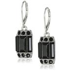 1928 Jewelry Silver-Tone Black Octagon Drop Earrings