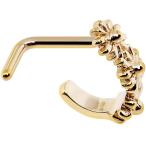 Body Candy Gold PVD Steel Daisy Chain Faux Hoop L Shaped Nose Stud Rin