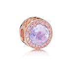 Pandora Lavender Radiant Hearts Rose Charm with Pink Cubic Zirconia 78