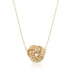 Ross-Simons Italian 14kt Yellow Gold Textured Love Knot Necklace