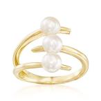 Ross-Simons 5-5.5mm Cultured Pearl Three-Row Bypass Ring in 18kt Gold