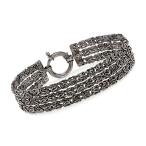 Ross-Simons Sterling Silver Three-Row Byzantine Bracelet in Black