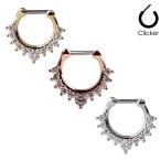 Ruifan 16G Nose Ear Daith Septum Clicker Ring with Clear CZ Gems 316L