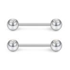 Ruifan 316L Stainless Steel Double Front Facing Round Clear CZ Nipple