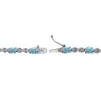 Sterling Silver Light Blue 6x4mm Oval Infinity Bracelet Made with Swar