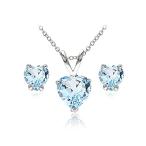 GemStar USA Sterling Silver Blue Topaz Heart Solitaire Necklace and St