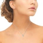 GemStar USA Sterling Silver Princess-Cut Solitaire Necklace &amp; Stud Ear