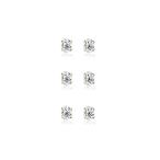 3-Pair Set Yellow Gold Flashed Sterling Silver Cubic Zirconia 6x4mm Ov
