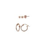 2 Pairs Rose Gold Flash Sterling Silver Unisex 12mm Tiny Small Hoops a