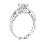 TWJC 14k White Gold SOLID Wedding Engagement Ring - Size 5.5