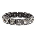 Mariell Vintage Black Diamond Crystal Stretch Bracelet - Adjustable Ba
