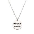 Yolanda Sweet Family Mama Bear Necklace Stainless Steel Bear Cubs Pend