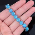 CiNily Created Blue Fire Opal Rhodium Plated for Women Jewelry Gems Ro