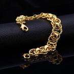 U7 Women Men 13MM Wide 8 Inch Unique Round 18K Gold Plated Chain Link