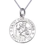 St Christopher Medal Necklace 925 Sterling Silver Chain 18inch by VIKI