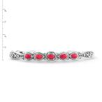 925 Sliver Red Coral Five Gemstone Cuff Bracelet - Small