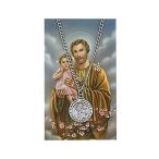 Saint Joseph 3/4-inch Pewter Medal Pendant with Holy Prayer Card