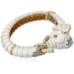 Kenneth Jay Lane Gold Crystal and White Enamel Elephant Bracelet