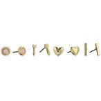 Ettika Womens Gold Plated Set of 4 Stud Earrings, One Size