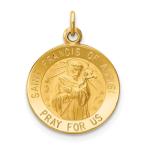 14 kイエローゴールド聖フランシスのアッシジメダルペンダントチャームネックレス宗教の守護聖人フランチファインジュエリーギフト用女性用彼女