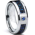 Metal Masters Co. 8MM Tungsten Carbide Ring BLUE SAPPHIRE .050 Carat &