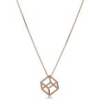 14k Rose Gold Cube Pendant Adjustable Length Necklace (adjusts to 17"