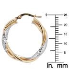 10k Two-Tone Gold High Polish And Diamond-Cut Finish Intertwined Hoop