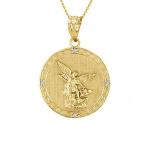 10k Gold Saint Michael The Archangel Diamond Medal Necklace (1"), 20"